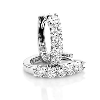 Handmade Diamond Earrings Online At Our Best Luxurman Round Diamond Huggie Earrings Hoops 14k Gold 0 75ctw G H Color