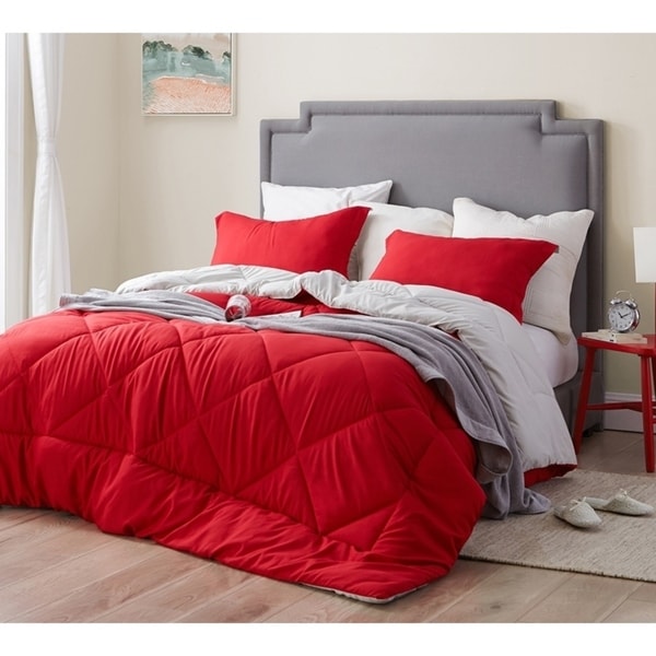 BYB Cherry Red/Silver Birch Reversible Comforter - Oversized Bedding