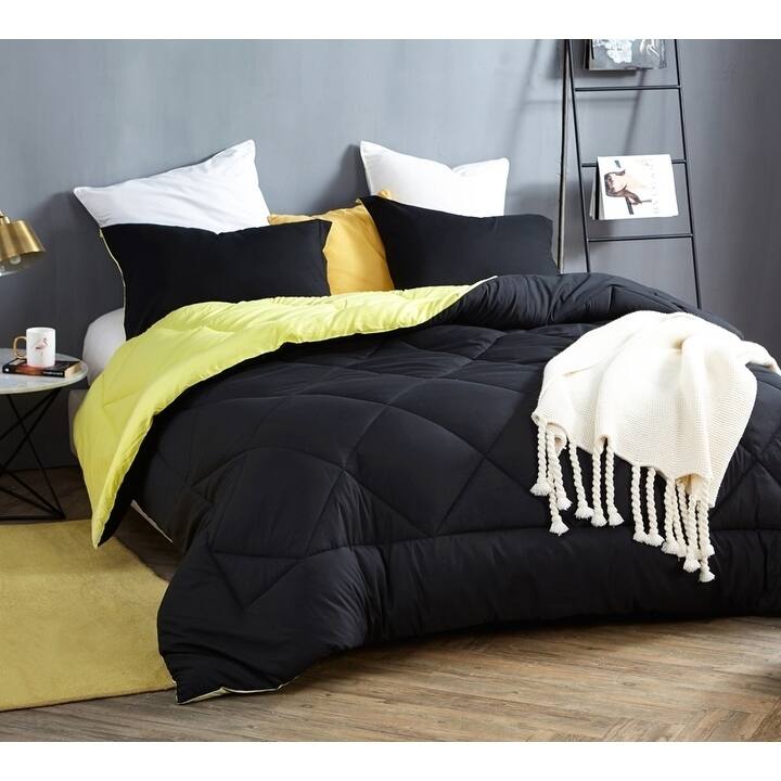 BYB Black/Limelight Yellow Reversible Comforter - Oversized Bedding