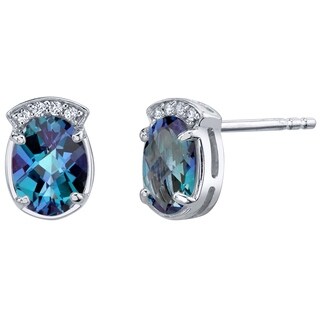 Simulated Alexandrite Earrings Sterling Silver 2.00 Carats 