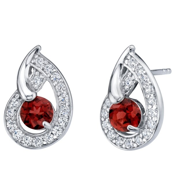 Garnet Sterling Silver Nautilus Stud Earrings 1 25 Carats Total Garnet Sterling Silver Nautilus Stud Earrings 1 25 Carats Total