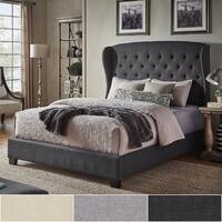 Vivianne Tufted Linen Wingback Bed with Nailhead Trim by iNSPIRE Q Classic