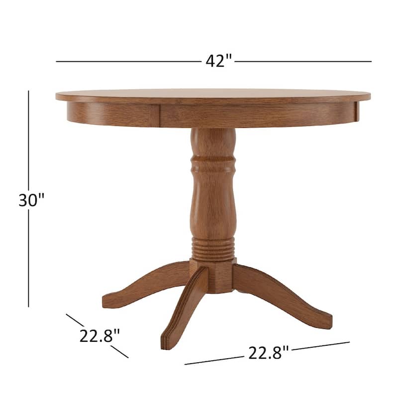 Wilmington II Round Pedestal Base Oak Finish Breakfast Nook Set by iNSPIRE Q Classic