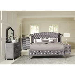 Coaster Furniture Deanna Grey 4-piece Upholstered Tufted Bedroom Set