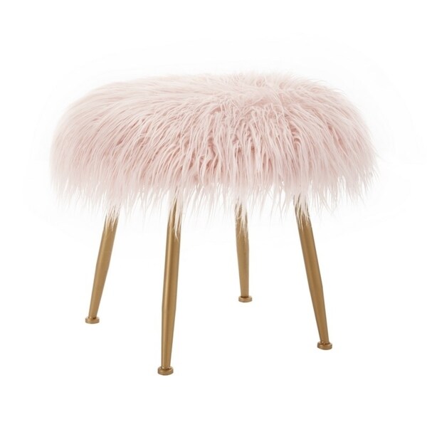 Shop Aster Pink Fur Stool - Free Shipping Today - Overstock - 21585671