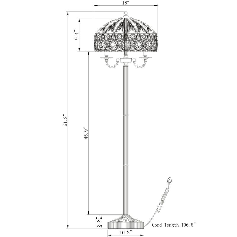 Fridumar Antique Bronze 5-Light Floor Lamp with Crystal Shade