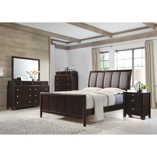 Madison Transitional Dark Merlot and Taupe Grey 4-piece Bedroom Set