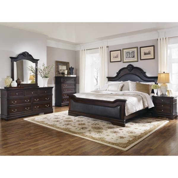 Louis Philippe - Cappuccino - 5pc Queen Panel Bedroom Set Ornate Furniture