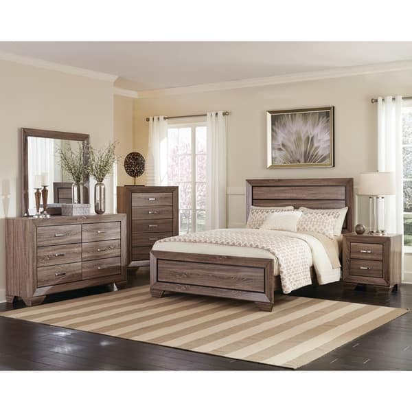 Kauffman Washed Taupe 4 Piece Bedroom Set With Storage Bed
