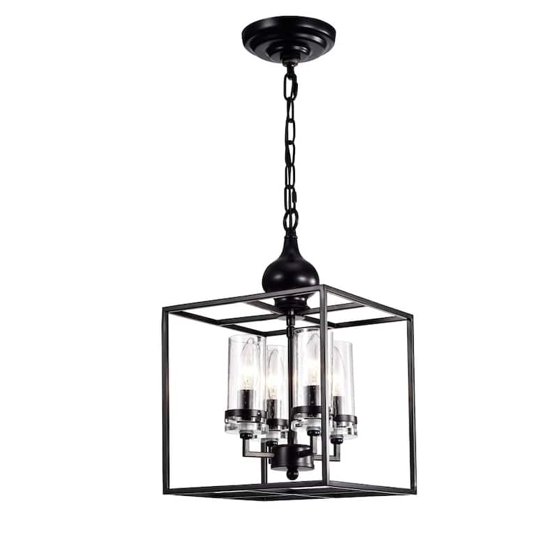 Percival Black 4-Light Pendant with Clear Glass Shade