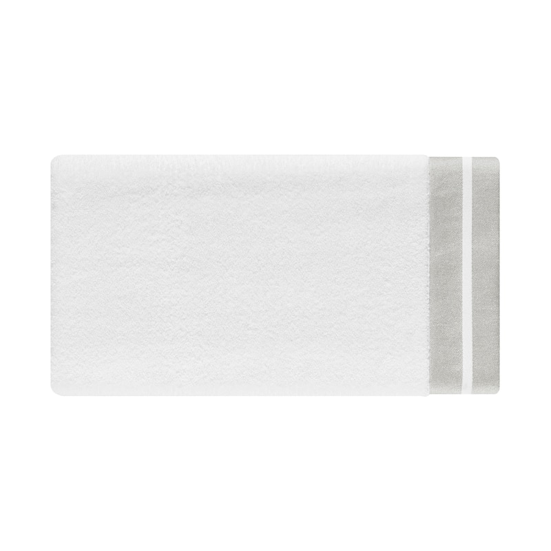 J. Queen New York Lenore Turkish Cotton Striped Border Towel - Bath - White/Silver