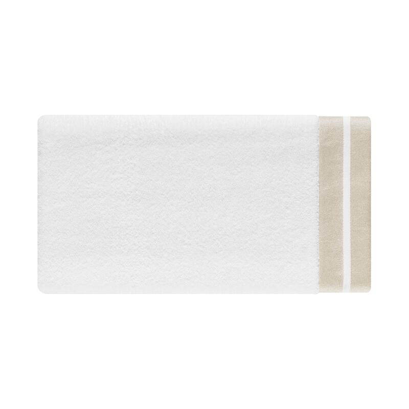 J. Queen New York Lenore Turkish Cotton Striped Border Towel - Bath - White/Gold