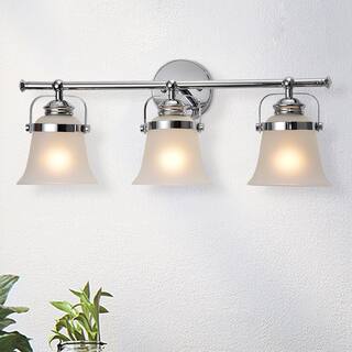 Krishna Chrome 3-Light Wall Sconce with Frosted Glass Shade