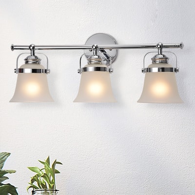 Krishna Chrome 3-Light Wall Sconce with Frosted Glass Shade