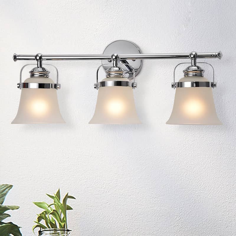 Krishna Chrome 3-Light Wall Sconce with Frosted Glass Shade