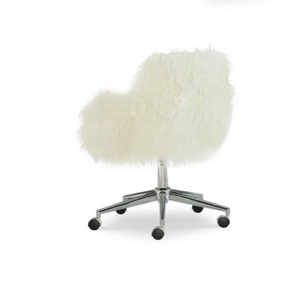 Shop Amber Off White Faux Fur Office Chair Overstock 21586022