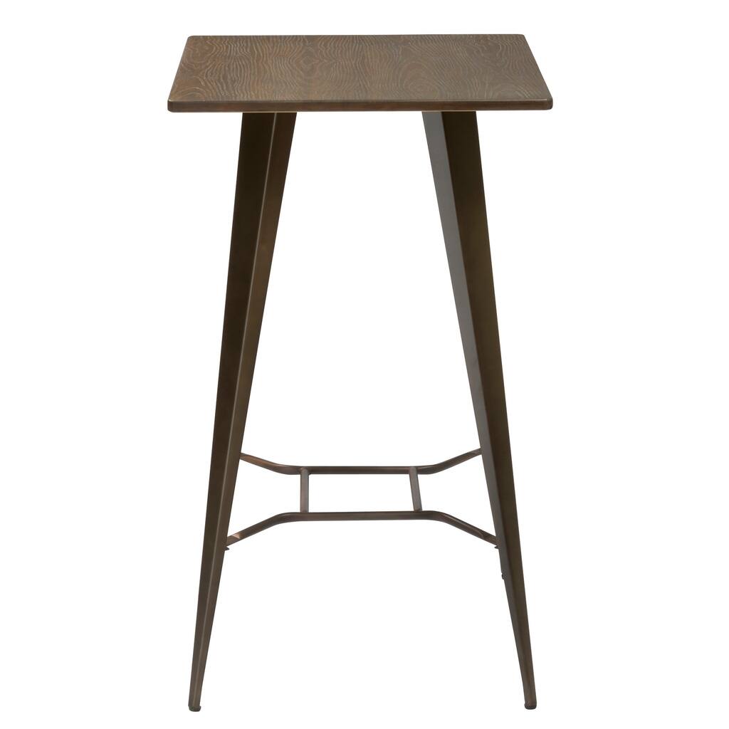 Industrial Antique Distressed Rustic Metal Dining Pub Bar Table with Wood Top
