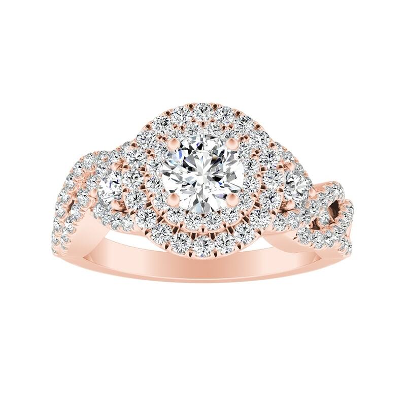 Auriya Twisted Infinity 1/2ct Moissanite and 5/8ctw Halo Diamond Engagement Ring 14K Gold
