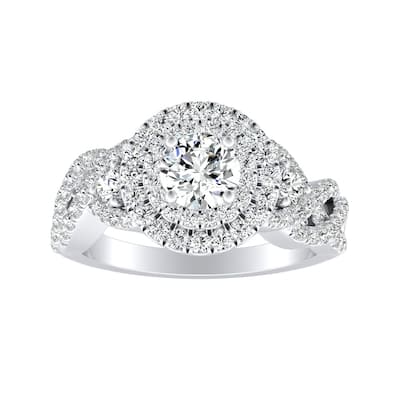 Auriya Twisted Infinity 1 1/2ct Moissanite and 5/8ctw Halo Diamond Engagement Ring 14K Gold