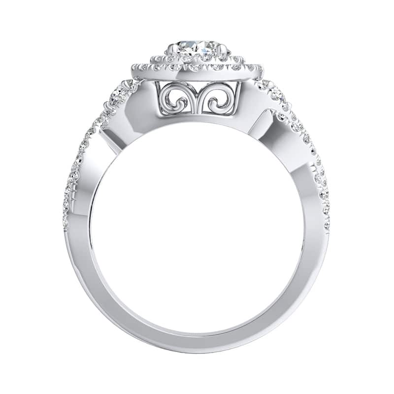 Auriya Twisted Infinity 1 1/2ct Moissanite and 5/8ctw Halo Diamond Engagement Ring 14K Gold