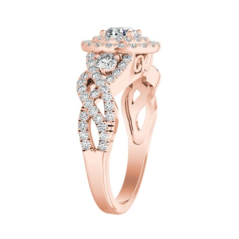 Auriya Twisted Infinity 1 1/2ct Moissanite and 5/8ctw Halo Diamond Engagement Ring 14K Gold