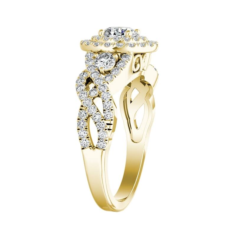 Auriya Twisted Infinity 1 1/2ct Moissanite and 5/8ctw Halo Diamond Engagement Ring 14K Gold