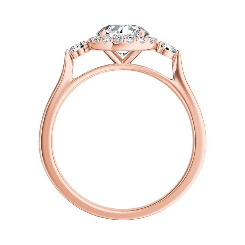 Auriya 3-Stone 1/2ct Round Moissanite and 1/4ct TDW Diamond Halo Engagement Ring 14K Gold (G-H, VS1-VS2)