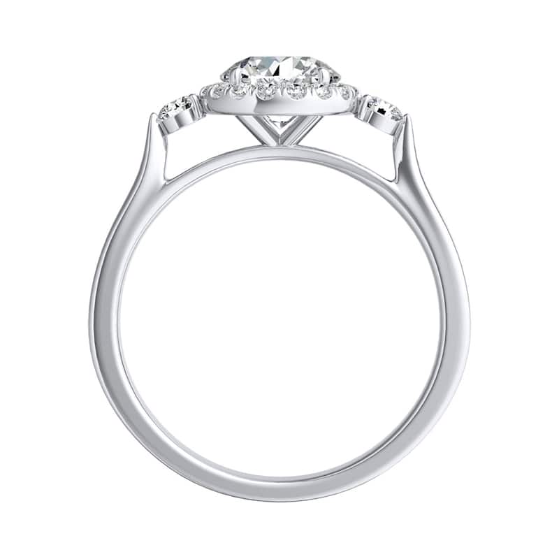 Auriya 3-Stone 1/2ct Round Moissanite and 1/4ct TDW Diamond Halo Engagement Ring 14K Gold (G-H, VS1-VS2)