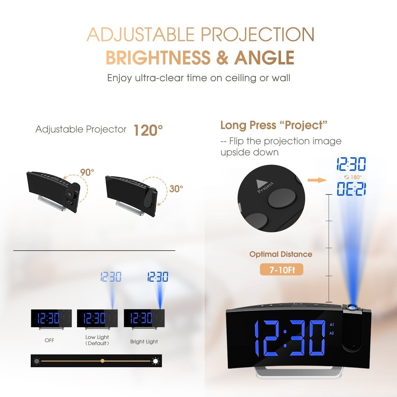 Shop Mpow Alarm Clock Fm Radio Alarm Clock Projection Clock Dual