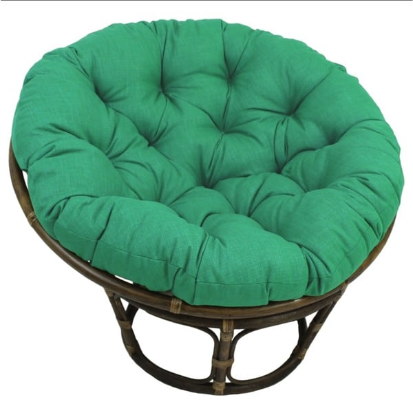 Bali 42-inch Rattan Papasan Chair with Solid All-Weather Cushion