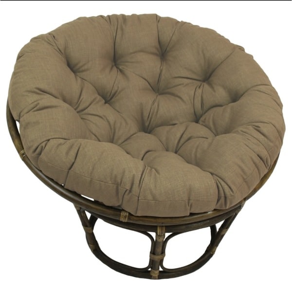 Bali 42-inch Rattan Papasan Chair with Solid All-Weather Cushion