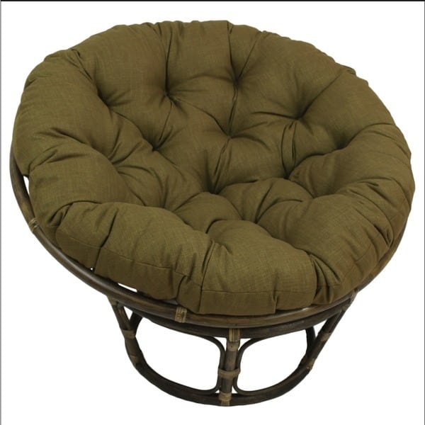 Bali 42-inch Rattan Papasan Chair with Solid All-Weather Cushion