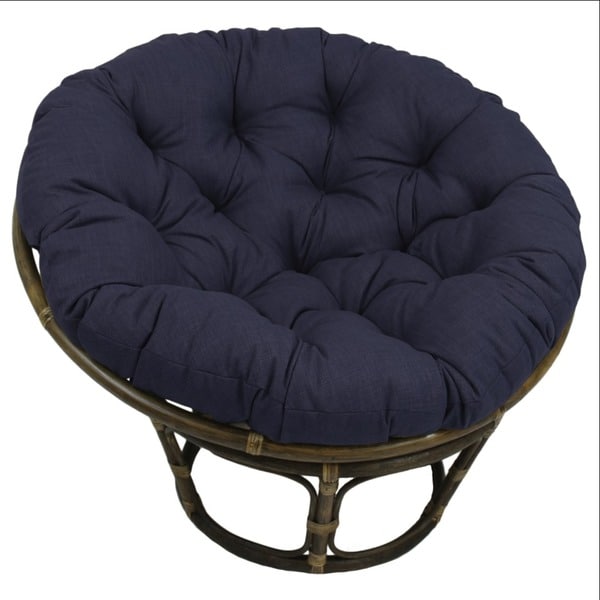 Bali 42-inch Rattan Papasan Chair with Solid All-Weather Cushion