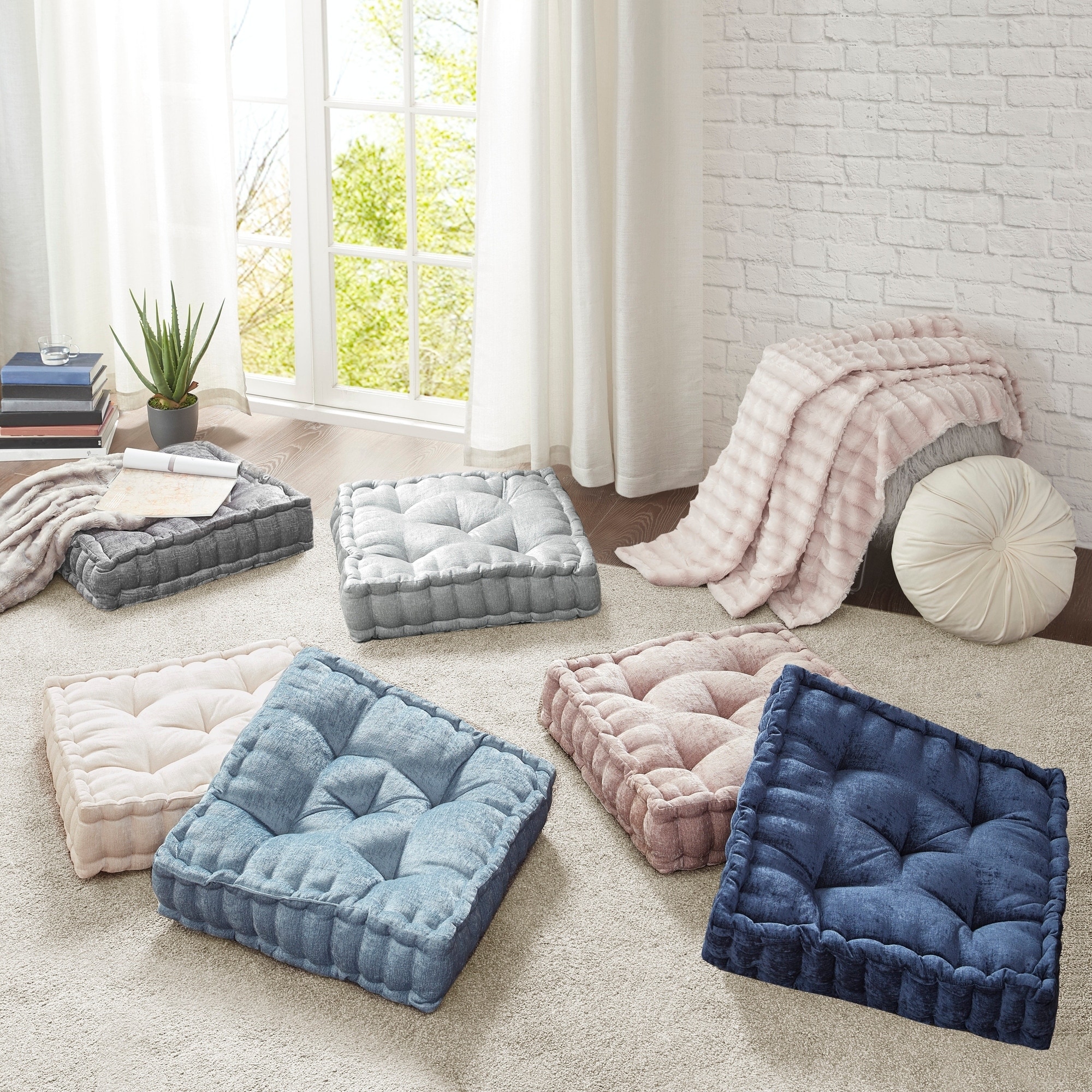 Shop Intelligent Designs Charvi Poly Chenille Square Floor Pillow