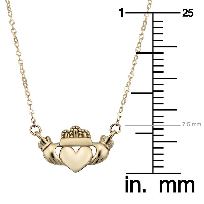 Fremada 14k Yellow Gold Claddagh Necklace (adjusts to 16 or 18 inches)