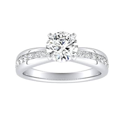 Auriya 14k Gold 2ct Classic Moissanite and Diamond Engagement Ring 1/3ctw