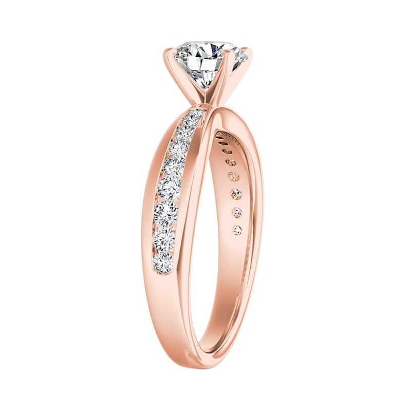 Auriya 14k Gold 1 1/2ct Classic Moissanite and Diamond Engagement Ring 1/3ctw