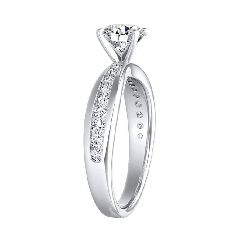 Auriya 14k Gold 1 1/2ct Classic Moissanite and Diamond Engagement Ring 1/3ctw