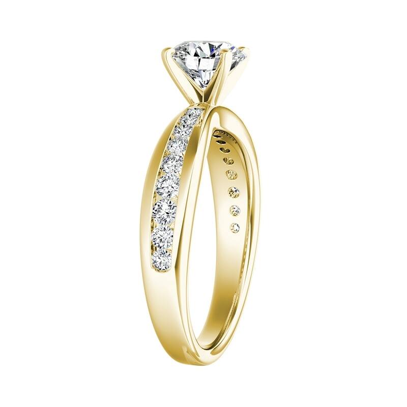 Auriya 14k Gold 3ct Classic Moissanite and Diamond Engagement Ring 1/3ctw