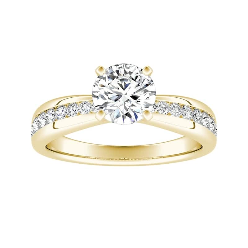 Auriya 14k Gold 4ct Classic Moissanite and Diamond Engagement Ring 1/3ctw