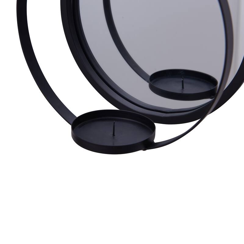 Danya B. Round Iron Pillar Candle Sconce with Mirror