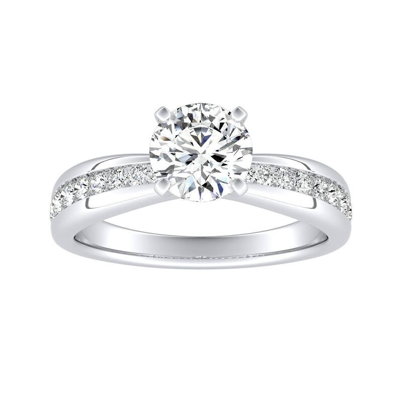 Auriya 14k Gold 1ct Classic Moissanite and Diamond Engagement Ring 1/3ctw