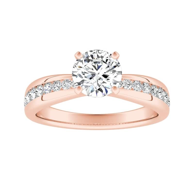 Auriya 14k Gold 1ct Classic Moissanite and Diamond Engagement Ring 1/3ctw