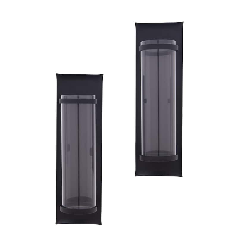 Danya B. Metal Pillar Candle Sconces with Glass Inserts (Set of 2)
