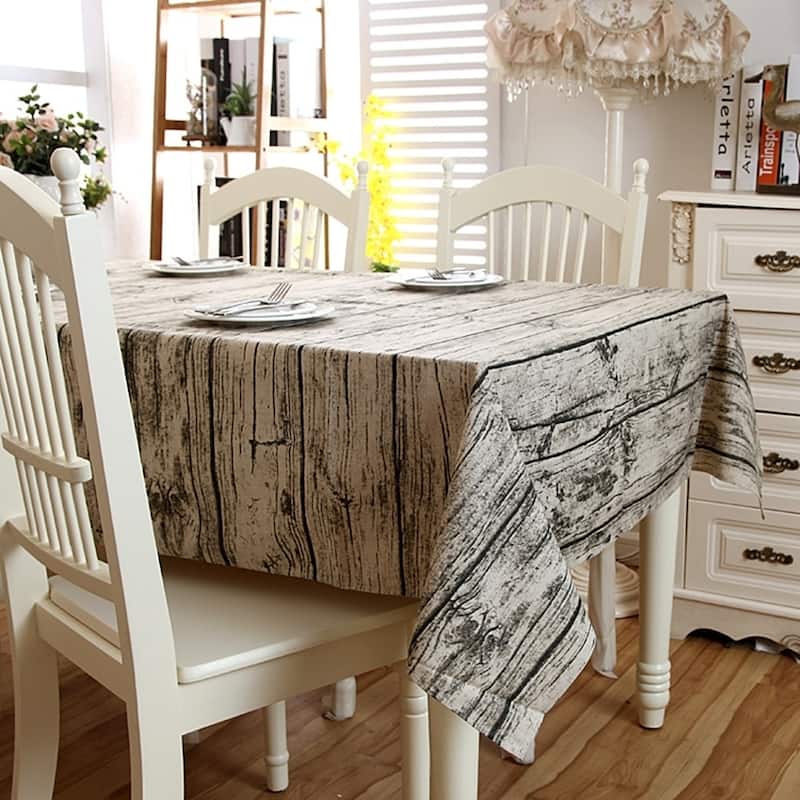 54"x 80" Vintage Wood Rectangle Cotton and Linen Tablecloth - 54"x 80"
