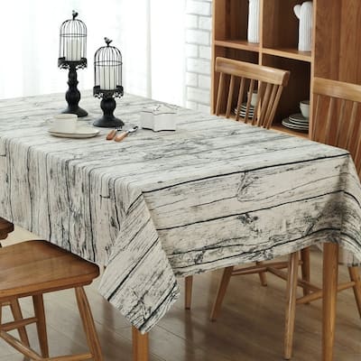 54"x 80" Vintage Wood Rectangle Cotton and Linen Tablecloth - 54"x 80"