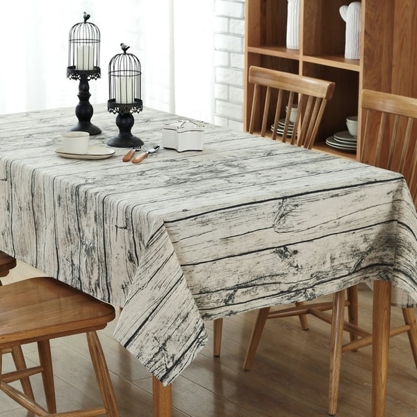 54"x 80" Vintage Wood Rectangle Cotton and Linen Tablecloth - 54"x 80". Opens flyout.