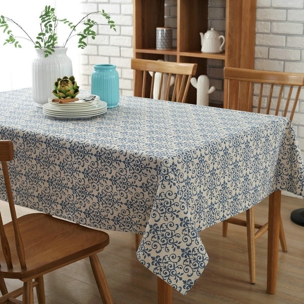54"x 80" China Pattern High Quality Rectangle Cotton and Linen Tablecloth - 54"x 80"