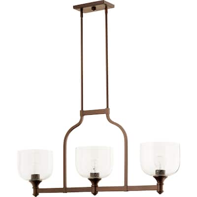 Quorum International Richmond Family 3 Light Clear Seeded Uplight Island Light.