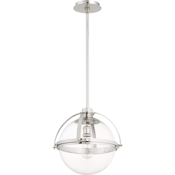 Quorum International Meridian 15" Globe Family Clear One Piece Glass Pendant. 1 Light Clear Glass Downlight.
